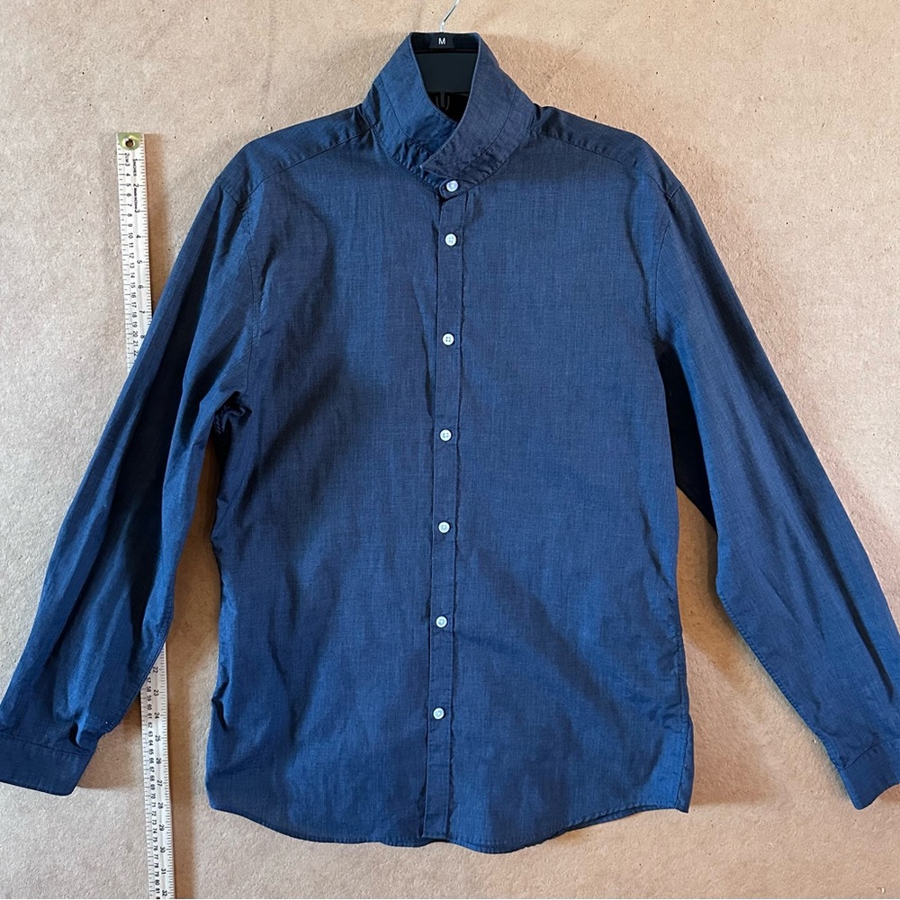 Blue long sleeve shirt, with buttons, size medium